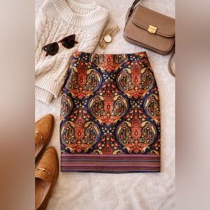 Merona Pencil Skirt Paisley Print Lined Work Skirt NWT